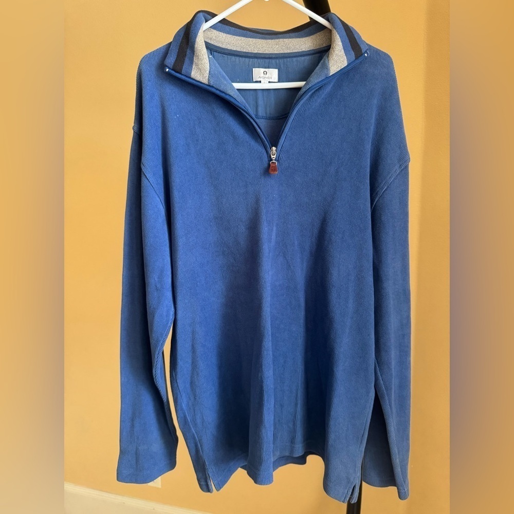 Aigner Blue Zip Up Sweater Relaxed Fit
